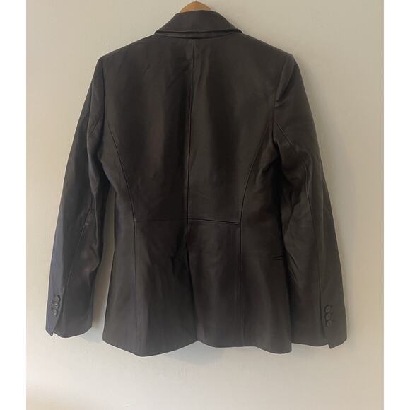 Frame Femme Leather Blazer Jacket Size 6 Espresso Brown $1398 - Picture 10 of 10